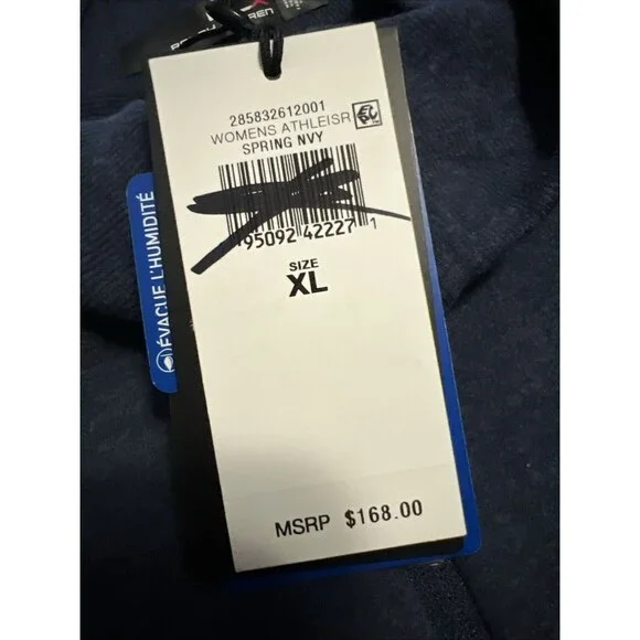 XL RLX Ralph Lauren Quarter Zip Hoodie with Collar Womens Navy Blue Wicking Soft - Picture 3 of 10